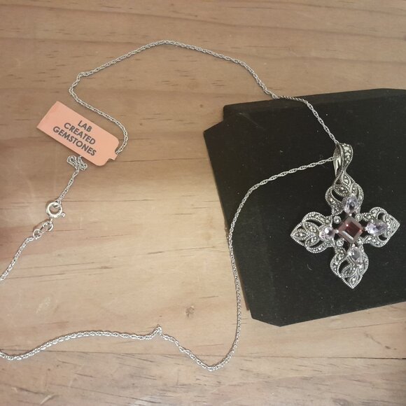 Marcasite and Gems Pendant Charm Necklace: Gorgeous and Unique! - Picture 3 of 10